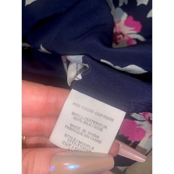 Joie Michi Floral 100% Silk Blue Multicolor Blouse Top XS Top fall classic - Picture 6 of 6